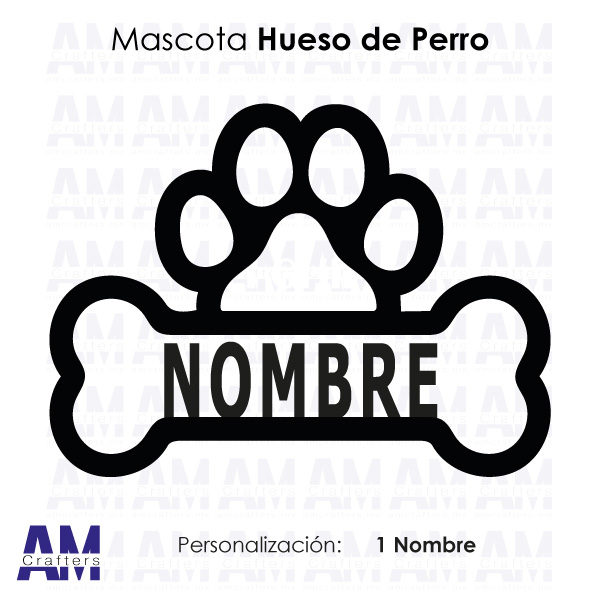 Producto Decorativo Metálico Diseño Mascota Hueso de Perro.